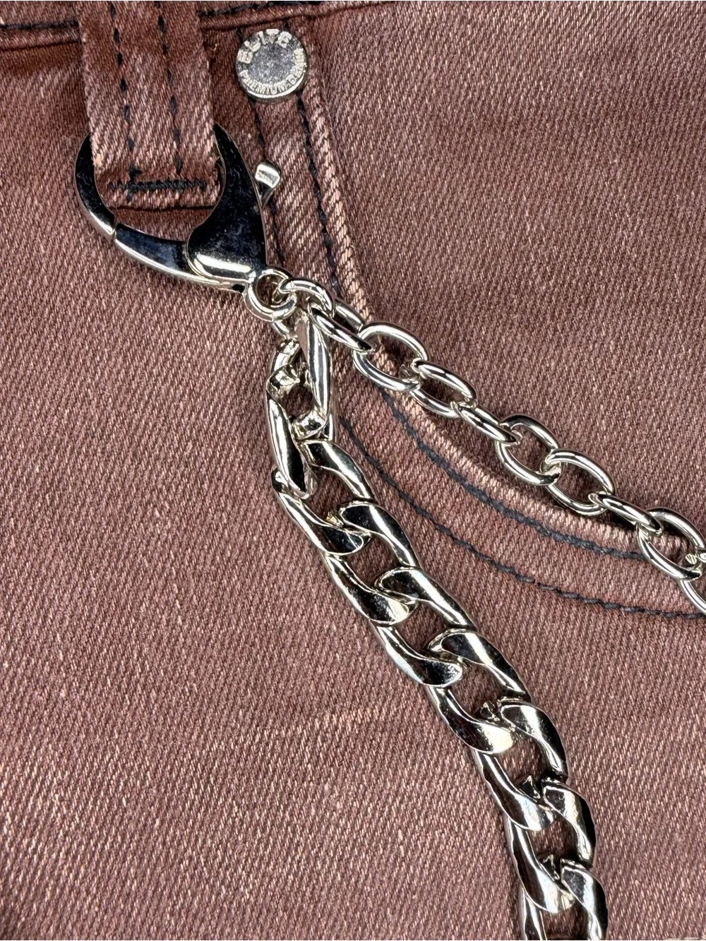Elite Mens Jorts Mocha Brown Two Tone Premium Embellished Chain Men’s 34